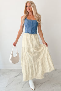 Blossom Babe Floral Tiered Maxi Skirt (Ivory) - NanaMacs