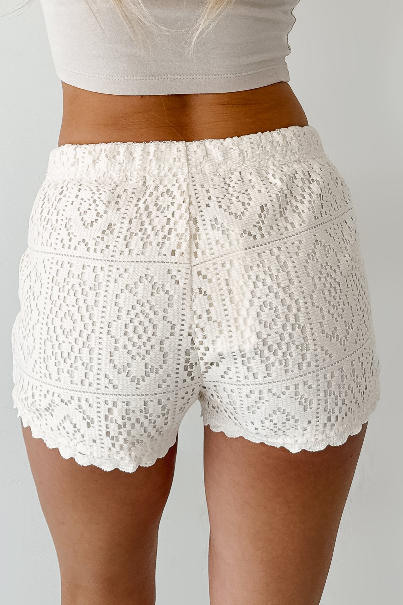 Feminine & Fab High Rise Crochet Shorts (Cream) · NanaMacs