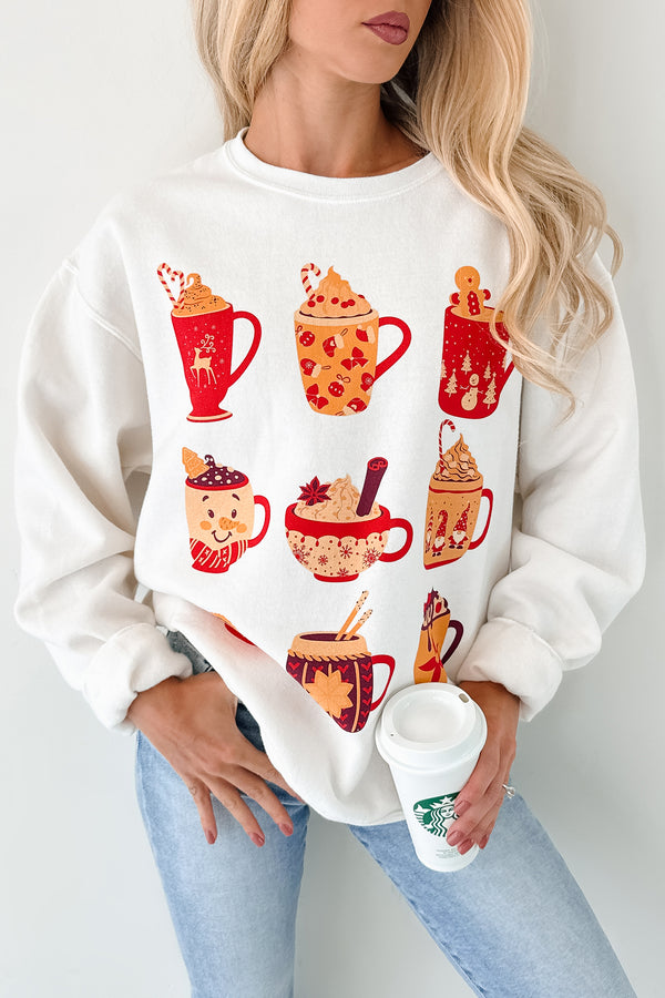 Cup Of Happiness Holiday Graphic Sweatshirt (Cream) - NanaMacs