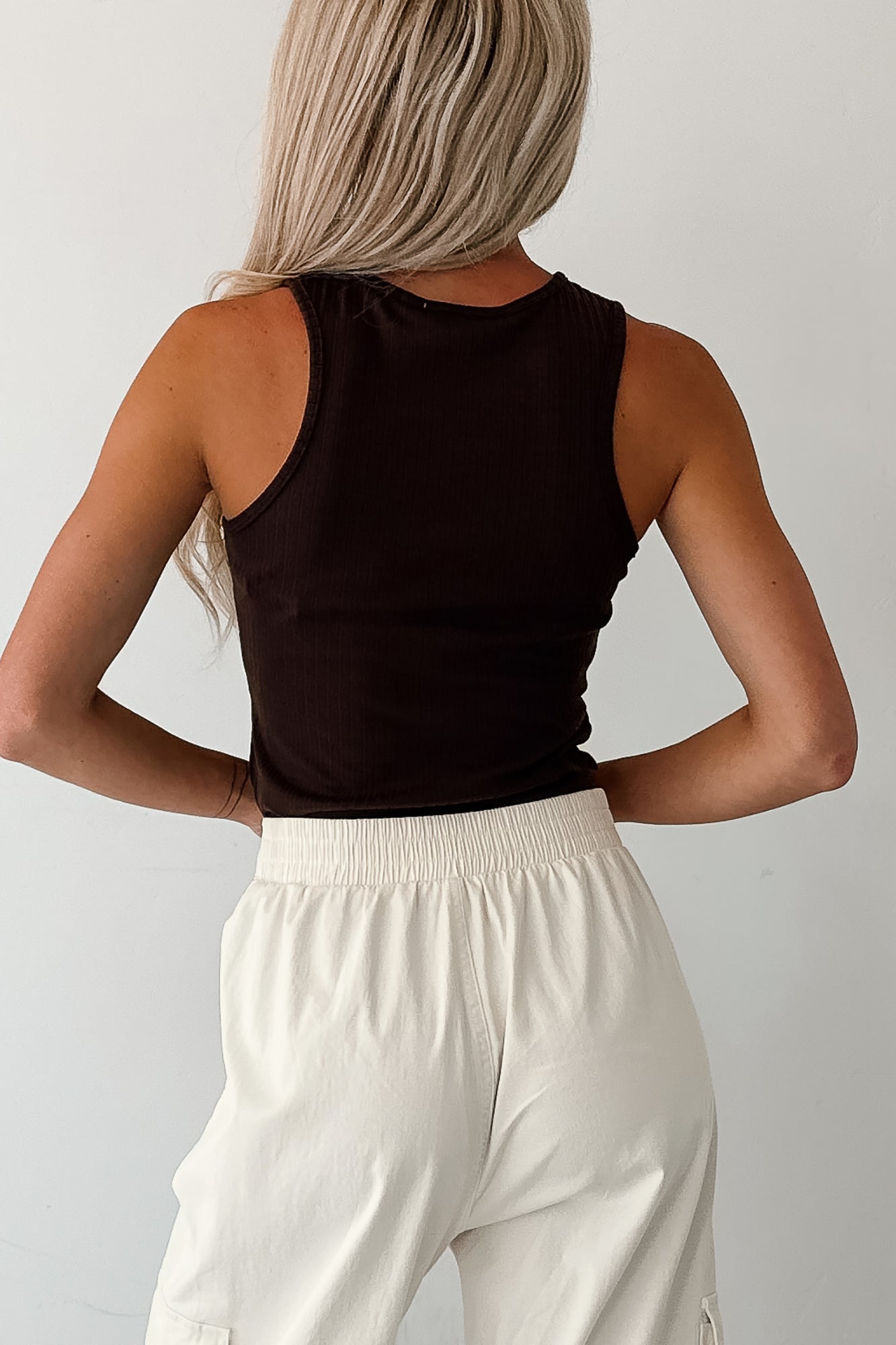 Hay There Embroidered Sleeveless Top (Chocolate) - NanaMacs