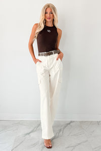 Hay There Embroidered Sleeveless Top (Chocolate) - NanaMacs