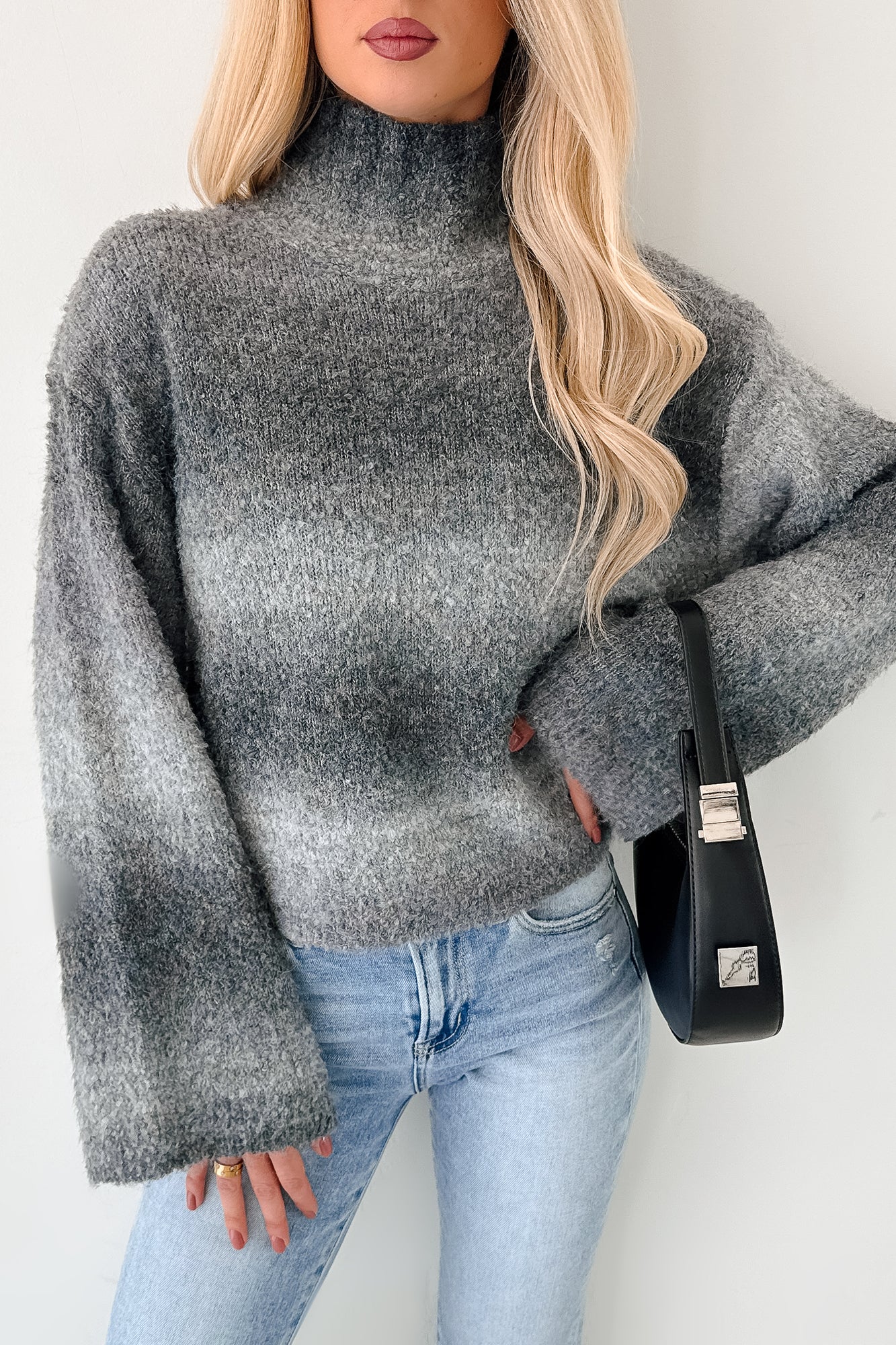 Cold News Ombre Turtleneck Sweater (Grey) - NanaMacs