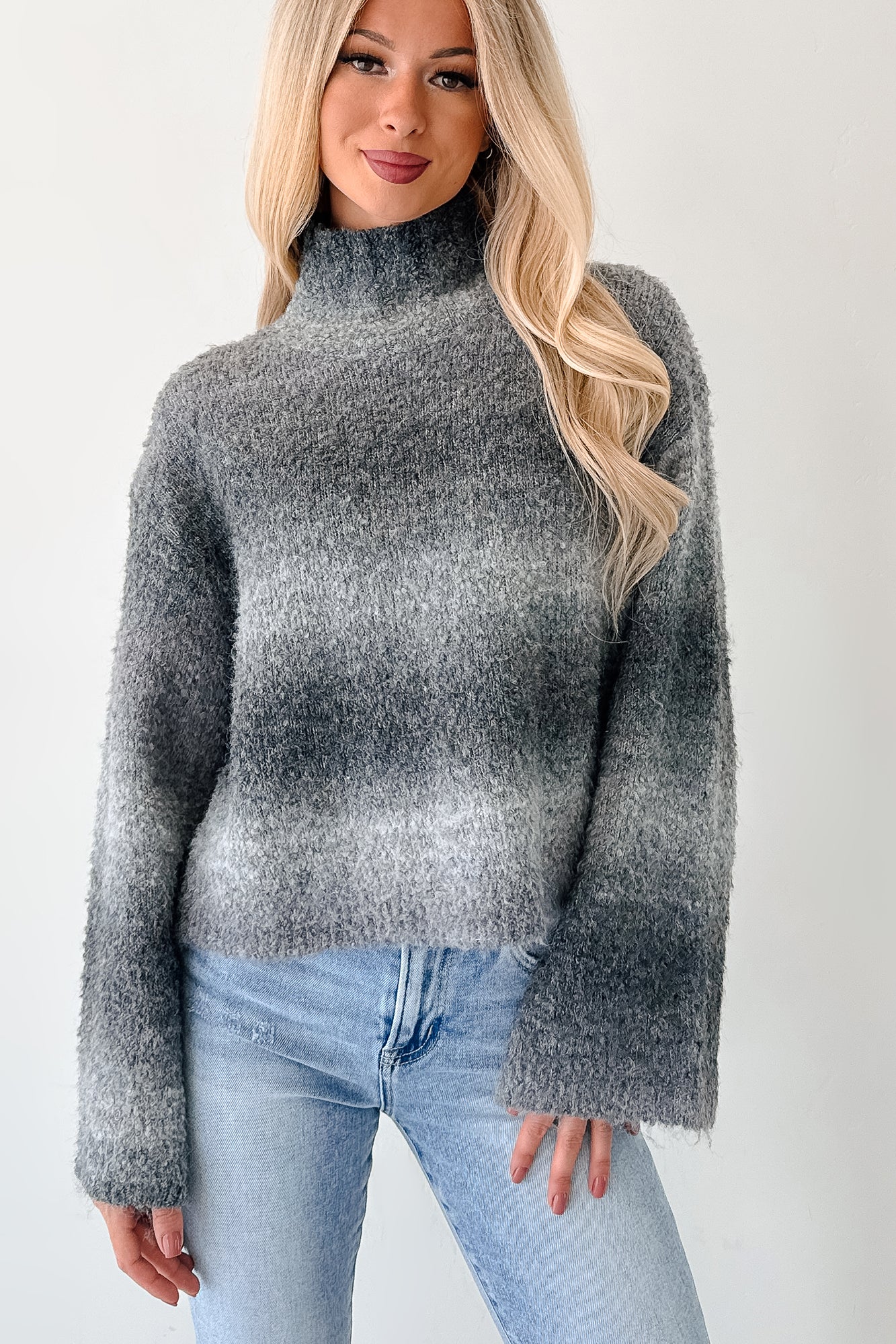 Cold News Ombre Turtleneck Sweater (Grey) - NanaMacs