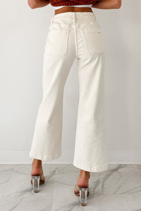 Bella Cropped Wide Leg Mica Denim Jeans (White Chocolate) - NanaMacs