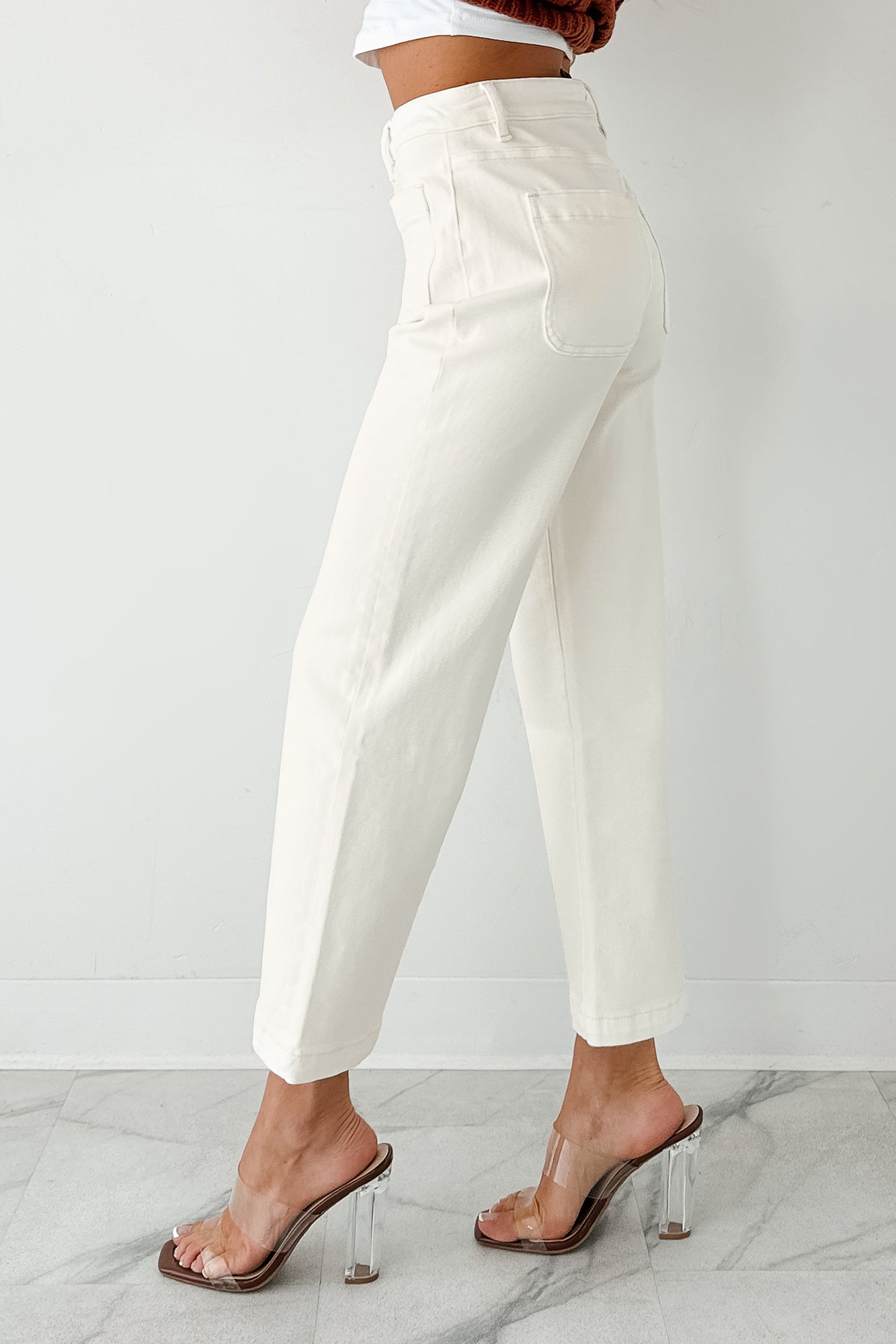 Bella Cropped Wide Leg Mica Denim Jeans (White Chocolate) - NanaMacs