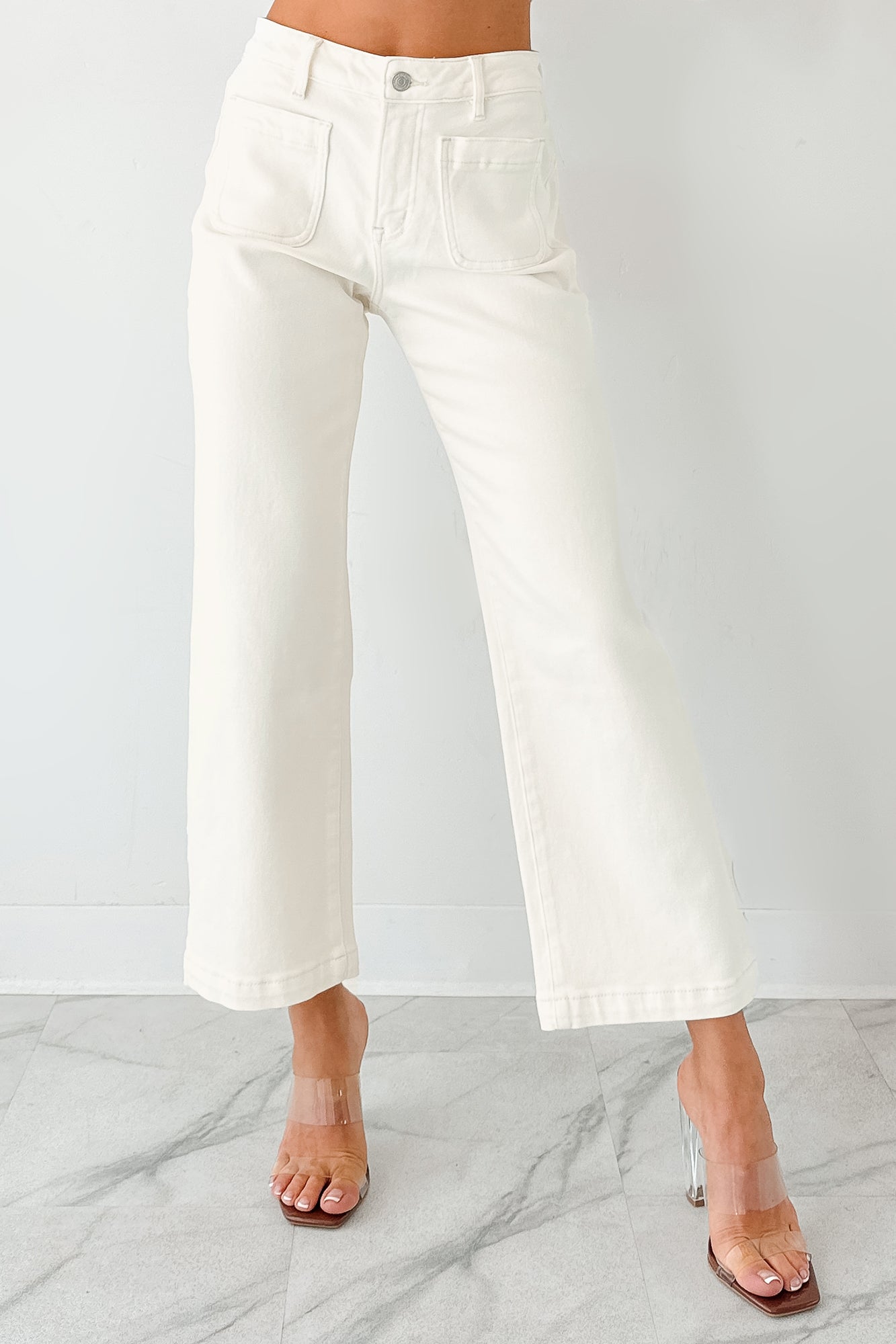 Bella Cropped Wide Leg Mica Denim Jeans (White Chocolate) - NanaMacs