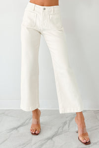 Bella Cropped Wide Leg Mica Denim Jeans (White Chocolate) - NanaMacs