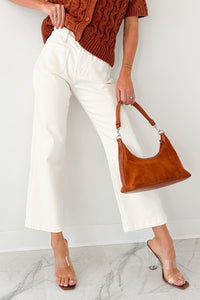 Bella Cropped Wide Leg Mica Denim Jeans (White Chocolate) - NanaMacs