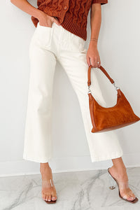 Bella Cropped Wide Leg Mica Denim Jeans (White Chocolate) - NanaMacs