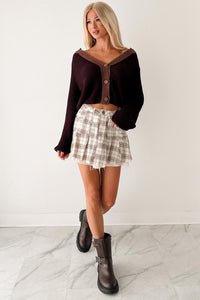 Pretty Feelings Plaid Mini Skirt (Cream) - NanaMacs