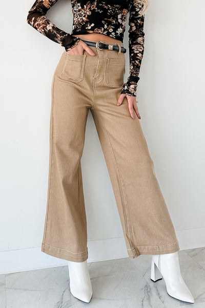 Keenan Wide Leg Denim Lovelo Jeans (Khaki) - NanaMacs