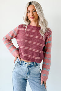 Beyond Ordinary Striped Knit Sweater (Plum Combo) - NanaMacs