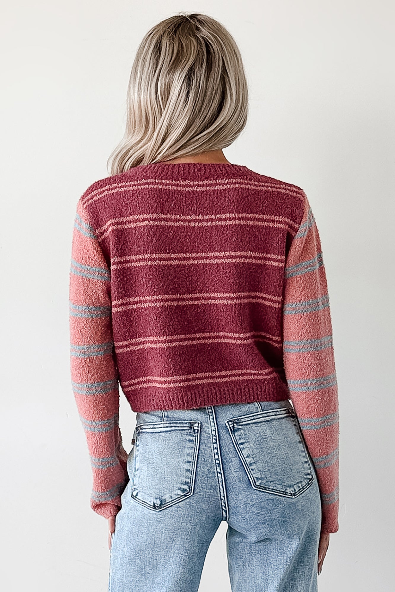 Beyond Ordinary Striped Knit Sweater (Plum Combo) - NanaMacs