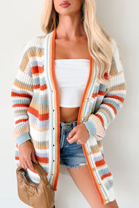 Carefree Comfort Striped Knit Cardigan (Multi) - NanaMacs