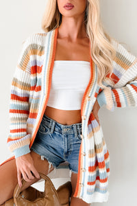 Carefree Comfort Striped Knit Cardigan (Multi) - NanaMacs