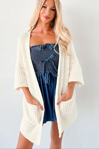 Quiet Times Cuffed Sleeve POL Cardigan (Cream) - NanaMacs