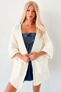 Quiet Times Cuffed Sleeve POL Cardigan (Cream) - NanaMacs