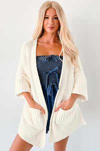 Quiet Times Cuffed Sleeve POL Cardigan (Cream) - NanaMacs