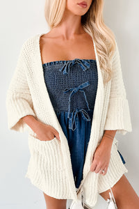 Quiet Times Cuffed Sleeve POL Cardigan (Cream) - NanaMacs