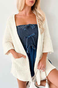 Quiet Times Cuffed Sleeve POL Cardigan (Cream) - NanaMacs