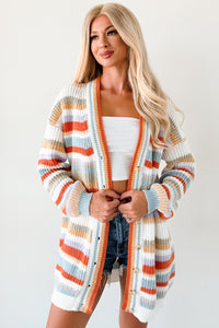 Carefree Comfort Striped Knit Cardigan (Multi) - NanaMacs
