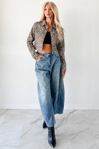 Fierce By Nature Cropped Denim Jacket (Leopard) - NanaMacs