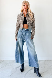 Fierce By Nature Cropped Denim Jacket (Leopard) - NanaMacs