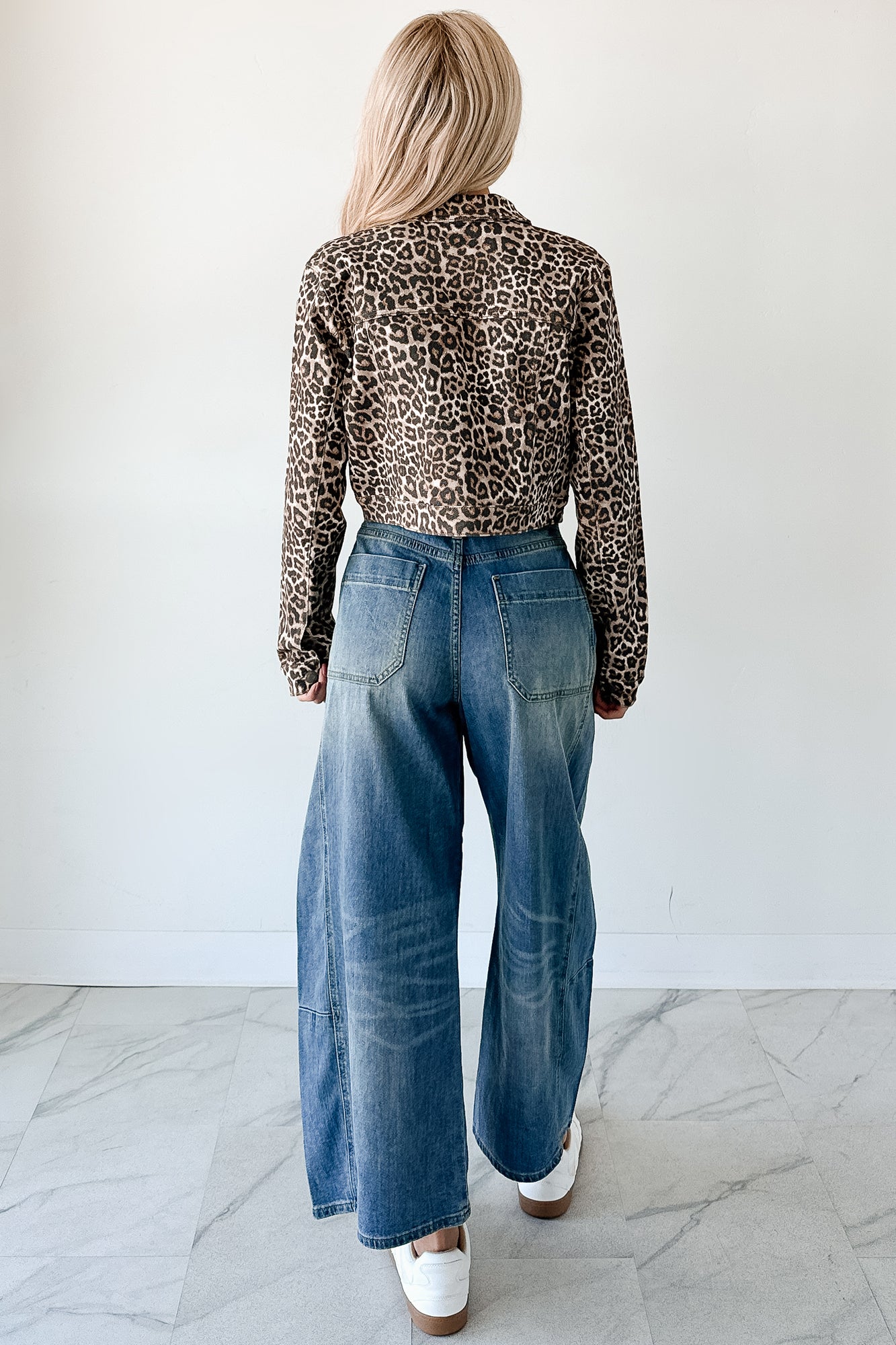 Fierce By Nature Cropped Denim Jacket (Leopard) - NanaMacs