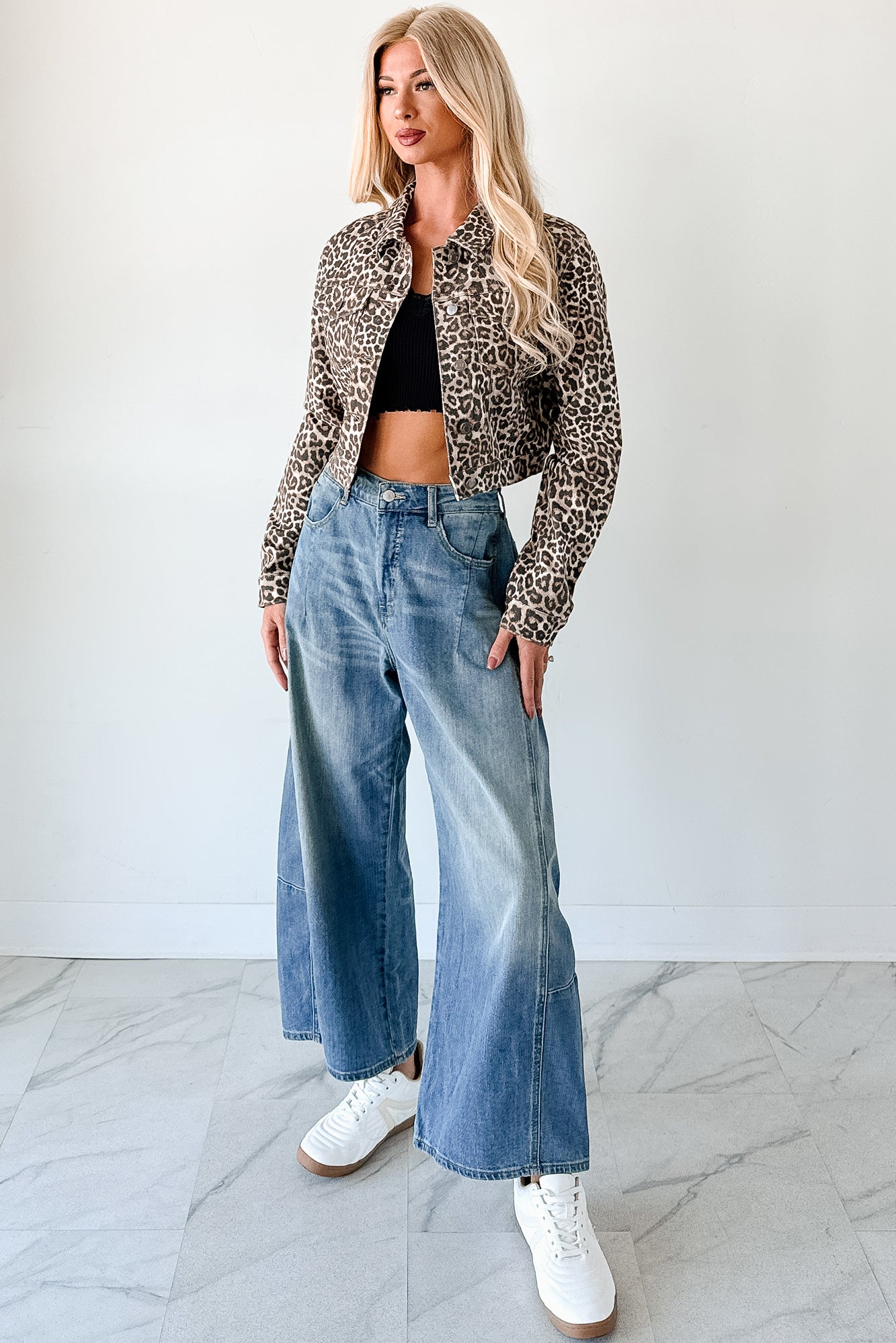 Fierce By Nature Cropped Denim Jacket (Leopard) - NanaMacs