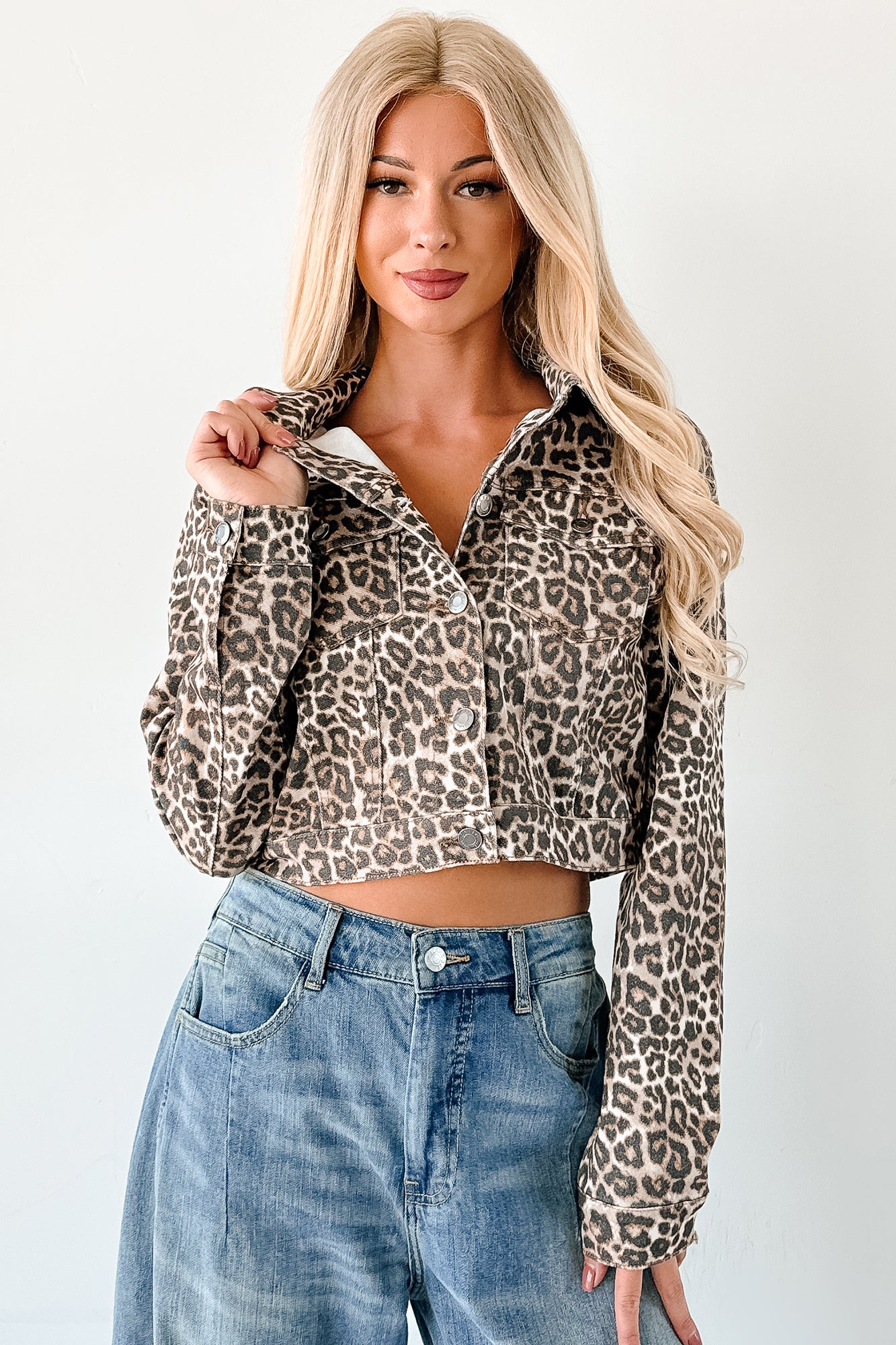 Fierce By Nature Cropped Denim Jacket (Leopard) - NanaMacs