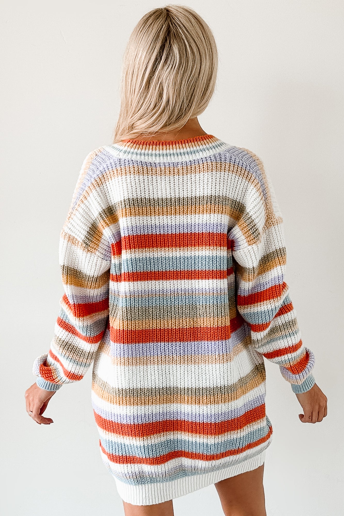 Carefree Comfort Striped Knit Cardigan (Multi) - NanaMacs