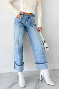 Isla Mid Rise Cuffed Wide Leg Hidden Jeans (Medium) - NanaMacs