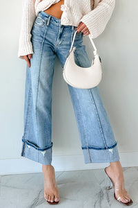 Isla Mid Rise Cuffed Wide Leg Hidden Jeans (Medium) - NanaMacs