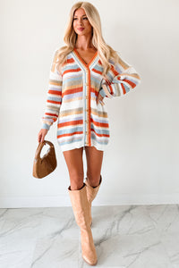 Carefree Comfort Striped Knit Cardigan (Multi) - NanaMacs