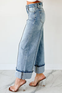 Isla Mid Rise Cuffed Wide Leg Hidden Jeans (Medium) - NanaMacs