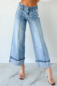 Isla Mid Rise Cuffed Wide Leg Hidden Jeans (Medium) - NanaMacs