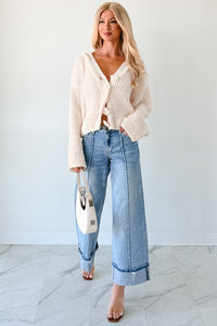 Soft & Still POL Oversized Chenille Cardigan (Powder Cream) - NanaMacs