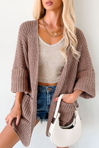 Quiet Times Cuffed Sleeve POL Cardigan (Chocolate) - NanaMacs