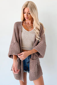 Quiet Times Cuffed Sleeve POL Cardigan (Chocolate) - NanaMacs