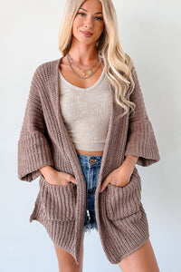 Quiet Times Cuffed Sleeve POL Cardigan (Chocolate) - NanaMacs