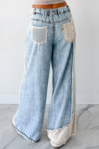 Annabell POL Patchwork Wide Leg Jeans (Denim) - NanaMacs