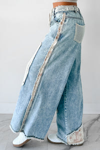Annabell POL Patchwork Wide Leg Jeans (Denim) - NanaMacs