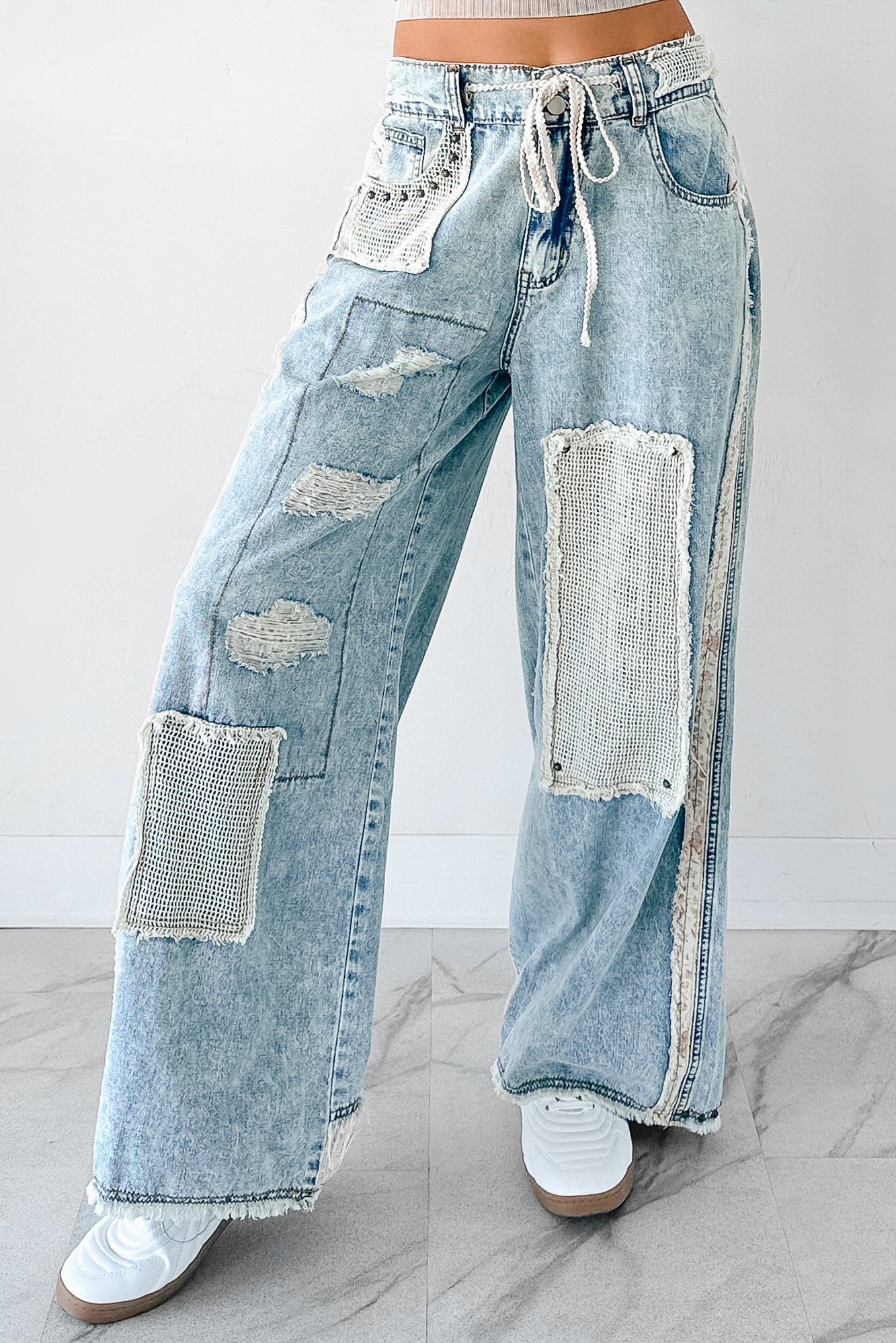 Annabell POL Patchwork Wide Leg Jeans (Denim) · NanaMacs
