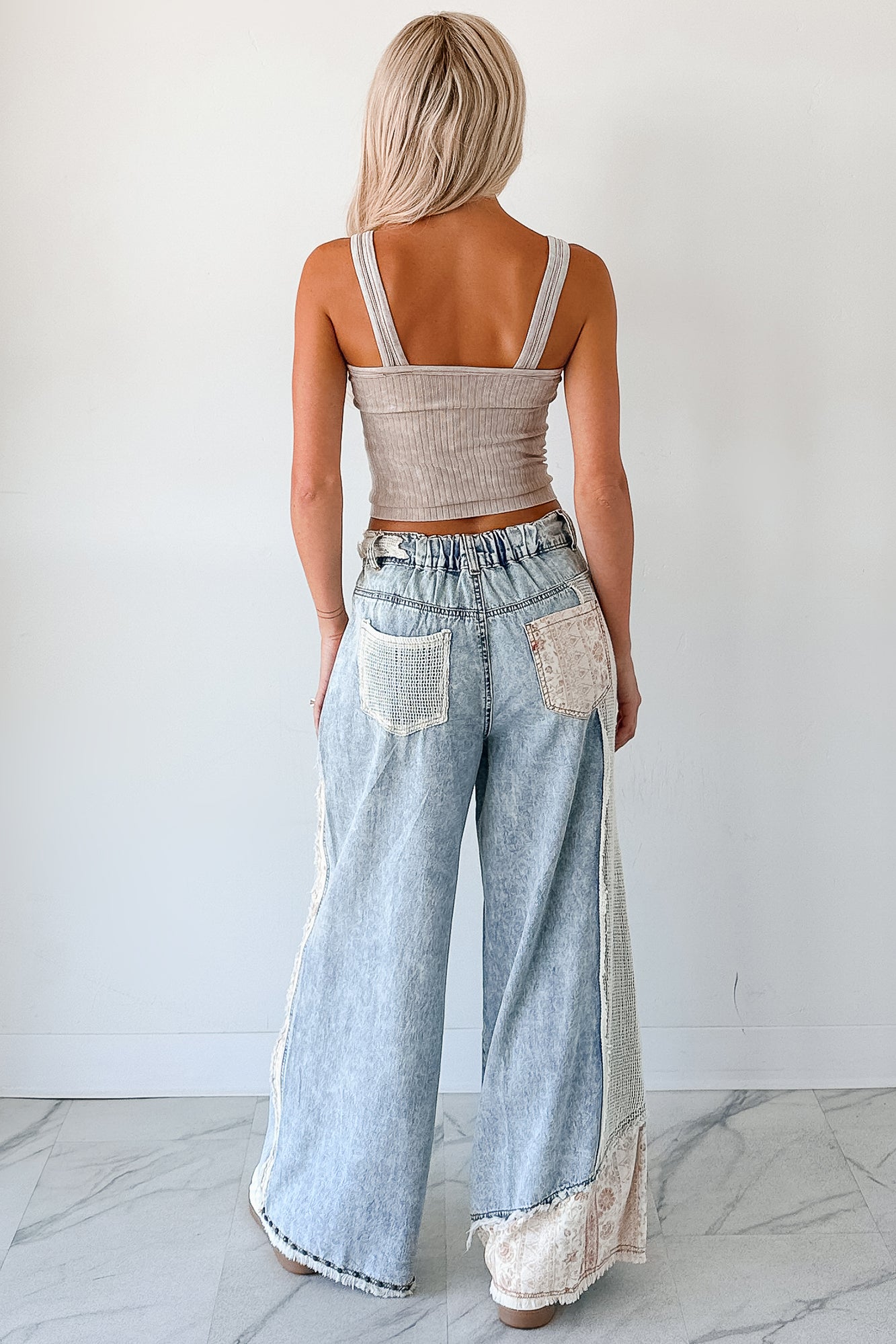 Annabell POL Patchwork Wide Leg Jeans (Denim) - NanaMacs