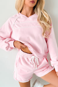 Pure Comfort Two Piece Lounge Set (Pink/White) - NanaMacs