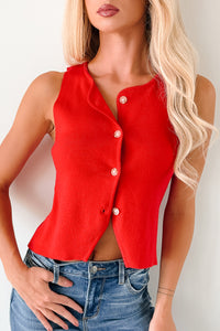 Always In Season Sleeveless Button-Up Top (Red) - NanaMacs