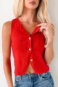 Always In Season Sleeveless Button-Up Top (Red) - NanaMacs