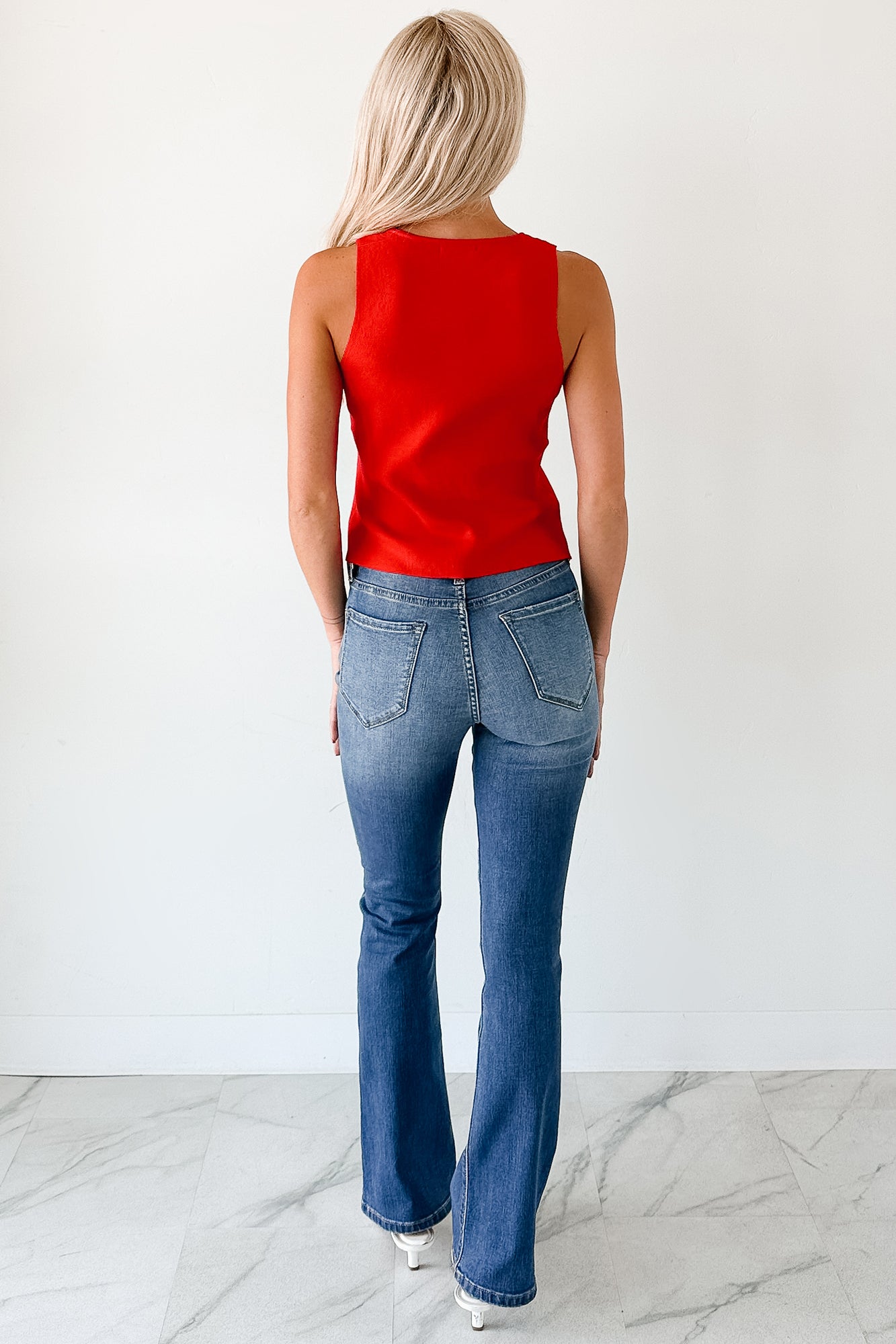 Always In Season Sleeveless Button-Up Top (Red) - NanaMacs