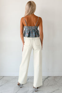 Bows Before Bros Sleeveless Floral Top (Denim/Pink) - NanaMacs