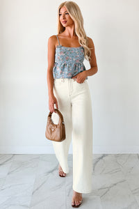 Bows Before Bros Sleeveless Floral Top (Denim/Pink) - NanaMacs